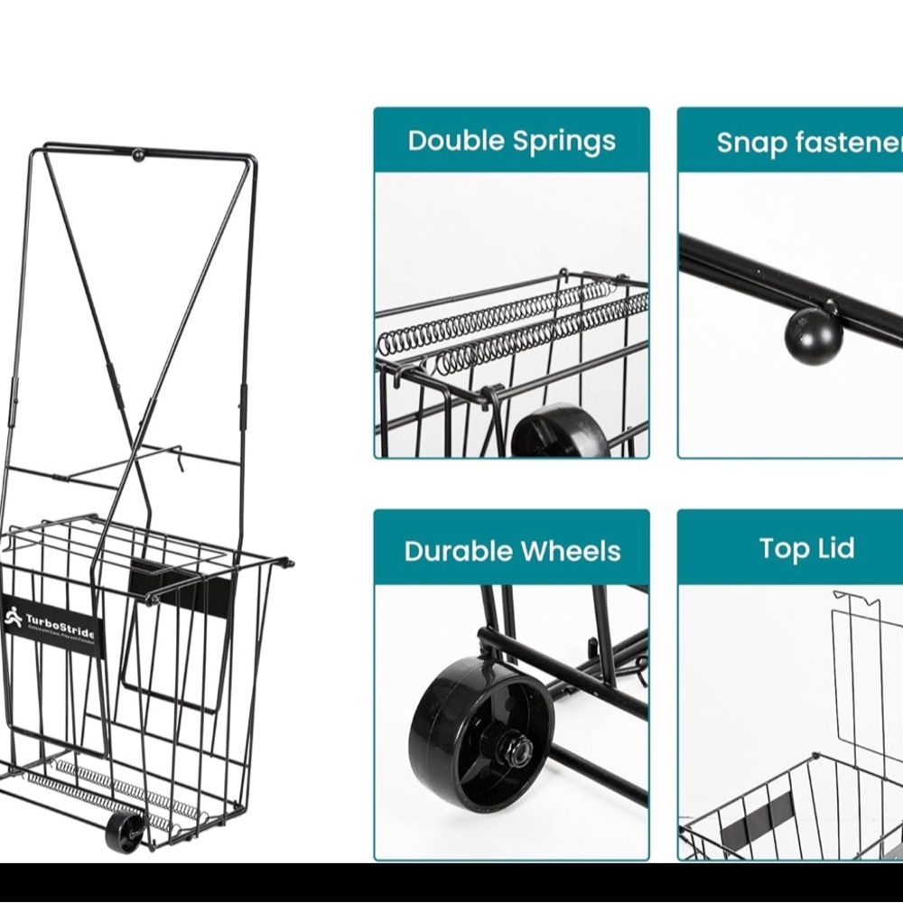 NEW Tennis Ball Hopper or Pickleball Picker Carrier Basket with Wheels - Picture 6 of 7